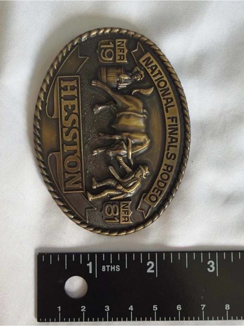 1981 Hesston NFR Belt Buckle National Finals Rodeo Vintage Seventh Edition